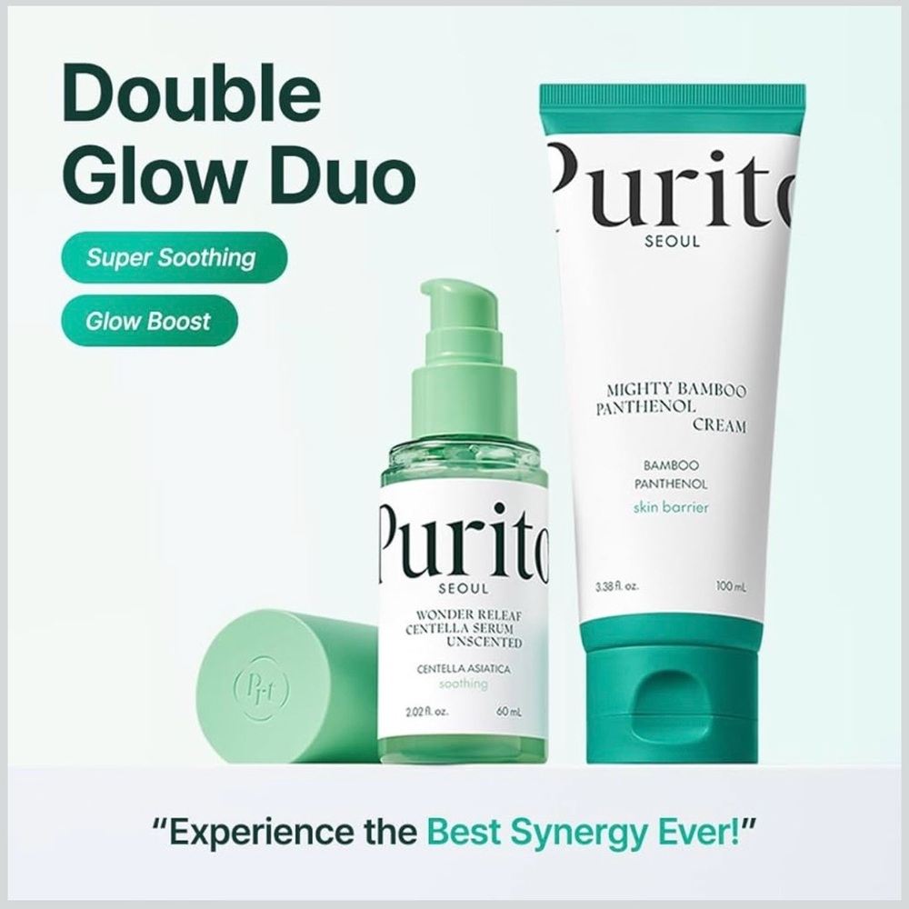PURITO WONDER RELIEF CENTELLA SERUM UNSCENTED & MIGHTY BAMBOO PANTHENOL CREAM
